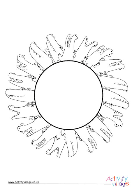 Crocodiles Border Colouring Page