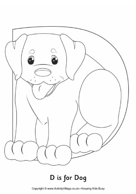 Download D is for Dog Colouring Page