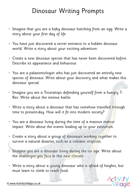 Dinosaur writing prompts - list