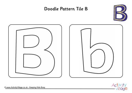 Doodle pattern tile alphabet B
