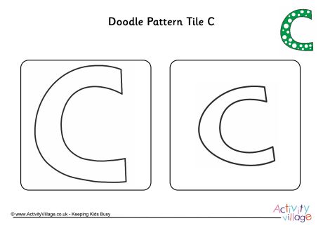 Doodle pattern tile alphabet C