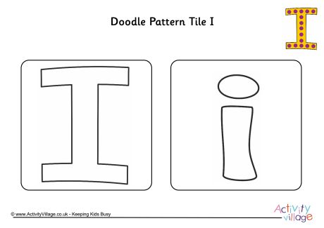 Doodle pattern tile alphabet I