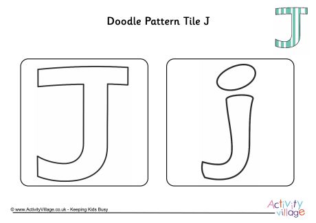 Doodle pattern tile alphabet J