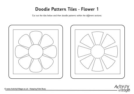Doodle pattern tiles - flower 1