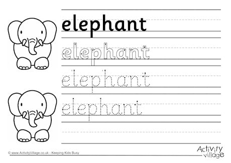 olympics animal worksheet Worksheet Handwriting Elephant