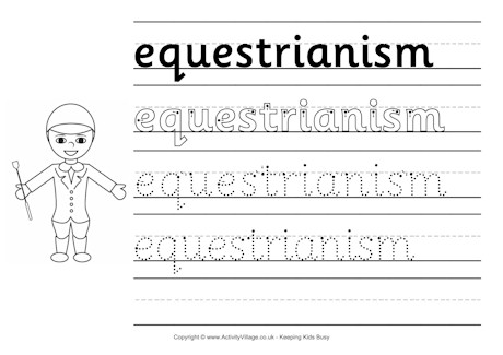 Equestrianism handwriting worksheet
