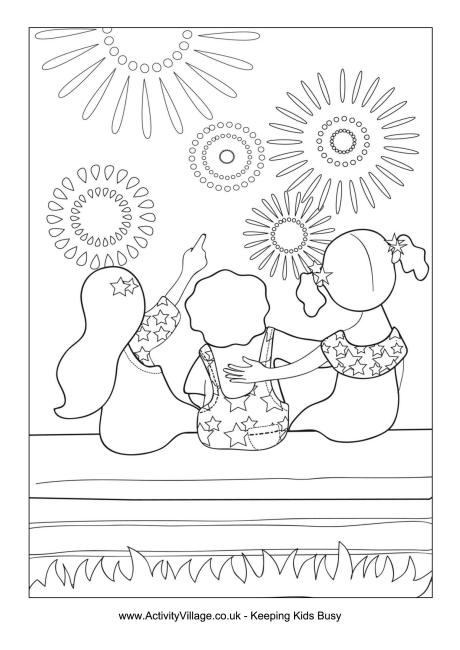 Fourth of July Fireworks Colouring Page 2