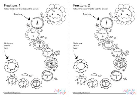 Fractions worksheets - flowers
