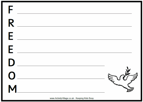 Freedom acrostic poem printable