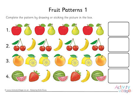 pdf pattern preschool for worksheets Patterns 1 Fruit