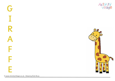 Giraffe Acrostic Poem Printable