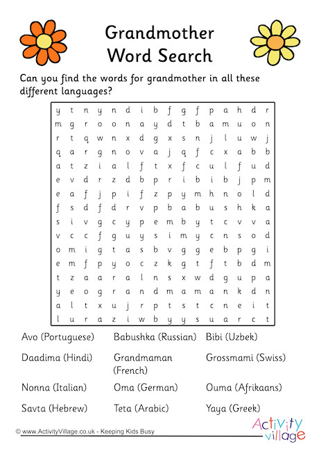 grandmother word search