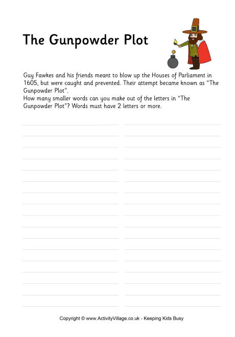 Gunpowder plot "how many words" puzzle