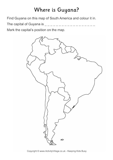 Guyana location worksheet