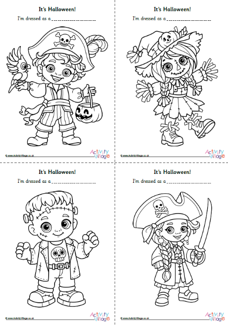 Halloween Kids in Costumes - Colour and Complete