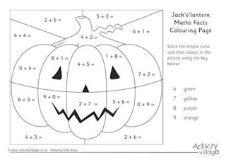 Halloween Maths Facts Colouring Pages