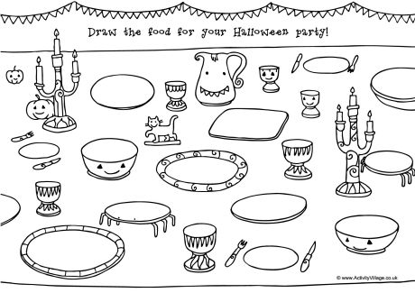 Halloween Party Food Doodle Page