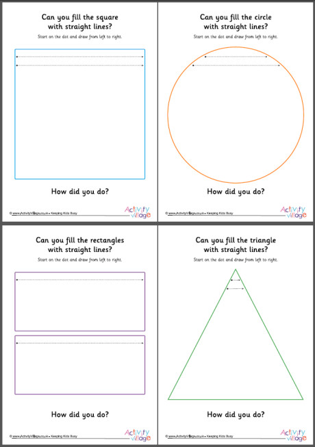 Handwriting readiness straight lines filling shapes
