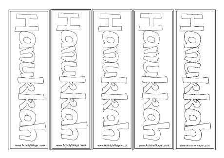 Hanukkah colouring bookmarks
