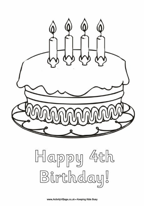 wishes worksheet birthday Happy Birthday Page Colouring 4th