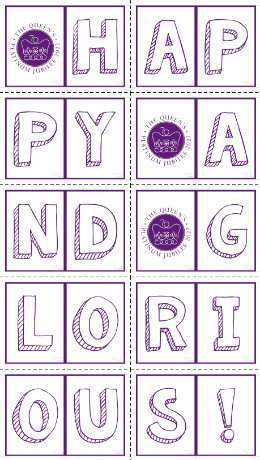 Happy and Glorious colouring banner