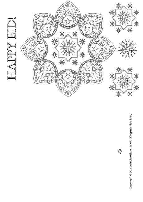 Happy Eid Colouring Card