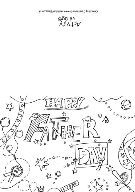 happy fathers day colouring card 2