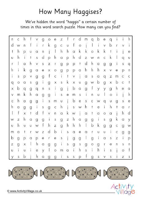 How many haggises word search