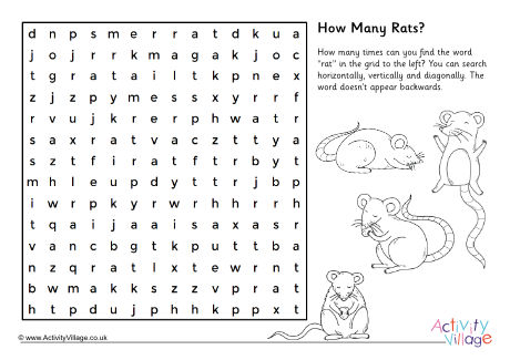 How Many Rats word search