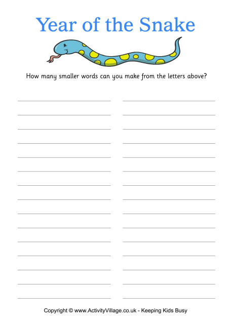 How many words year of the snake