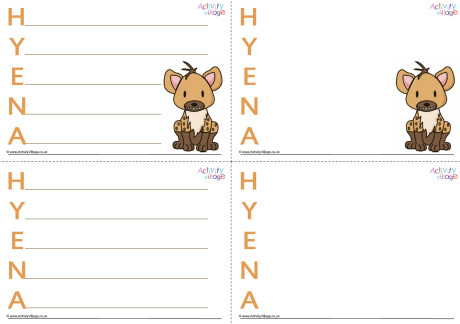 Hyena Acrostic Poem Printable