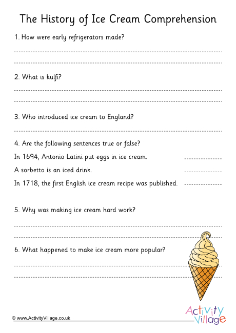 Ice Cream Comprehension 