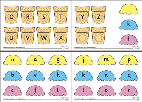 ice cream matching letters