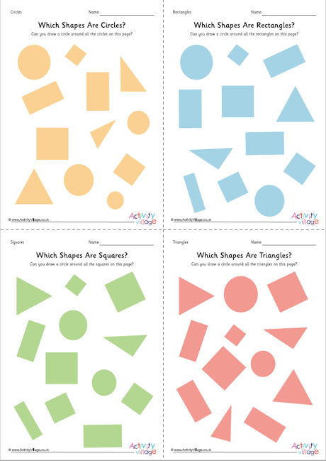 identify the shapes worksheets