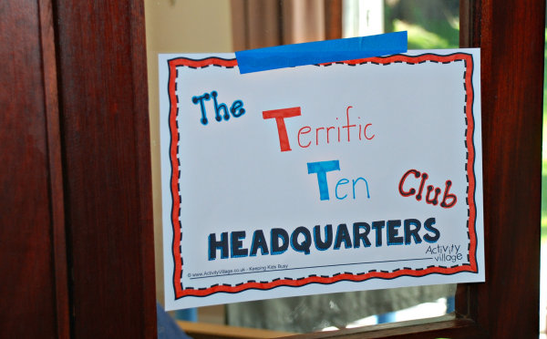 The Terrific Ten club headquarters sign up in the house