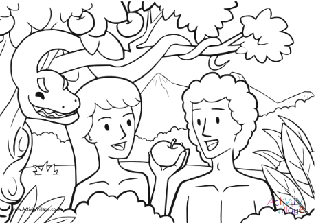 adam and eve eating apple coloring pages