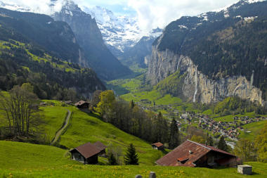 Mountain village and Alpine pastures, Switzerland