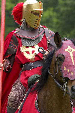 Knights jousting display Warwick Castle