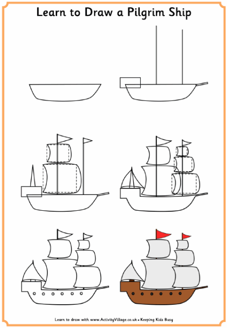 Learn to draw a pilgrim girl
