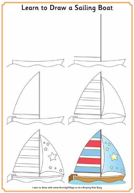 how to draw a ship easily Learn to draw a sailing boat - Step by Step ...