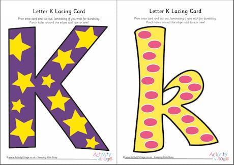 Letter K Lacing Card