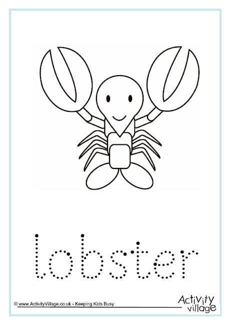 tracing worksheet animal Word Tracing Lobster