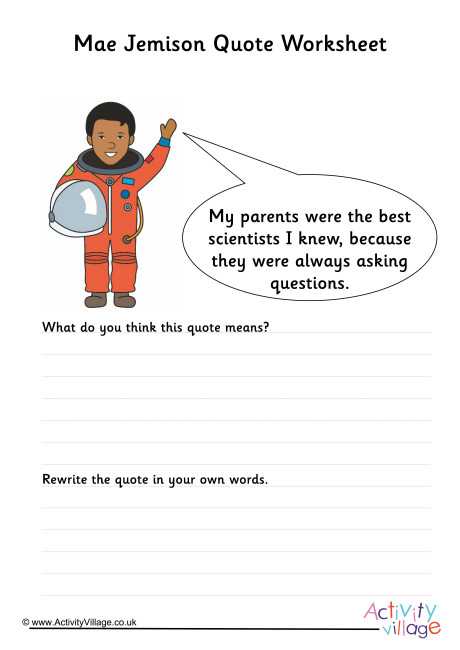 Mae Jemison Quote Worksheet