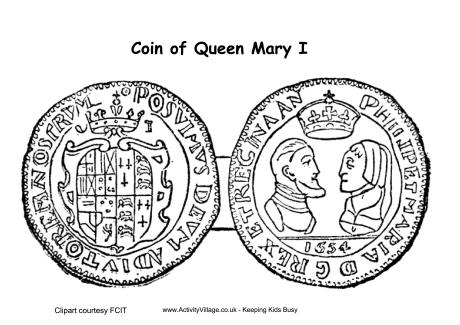 Download Mary I Coins Colouring Page