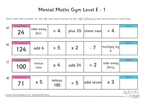 Mental Maths Gym Level E Pack 1
