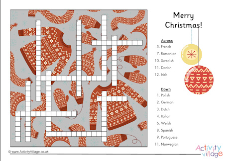 Merry Christmas languages crossword