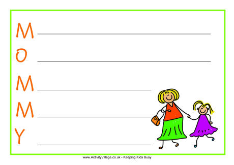 Mommy Acrostic Poem Printables