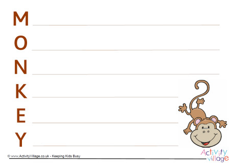 Monkey acrostic poem printable