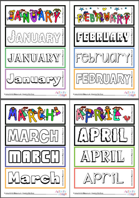 Months of the Year Colouring Bookmarks