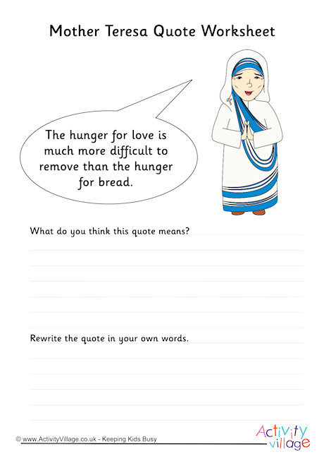 Mother Teresa Quote Worksheet 1